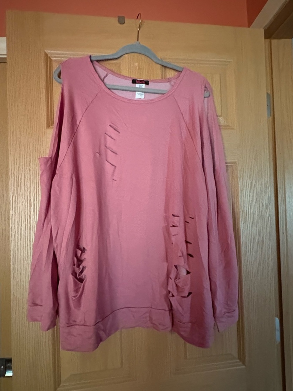 Blush brand Distressed Pink Women's Cold-Shoulder Pullover